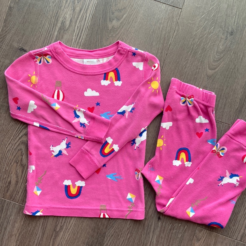 EUC Hanna Anderson Unicorn Rainbow Butterfly Pajamas